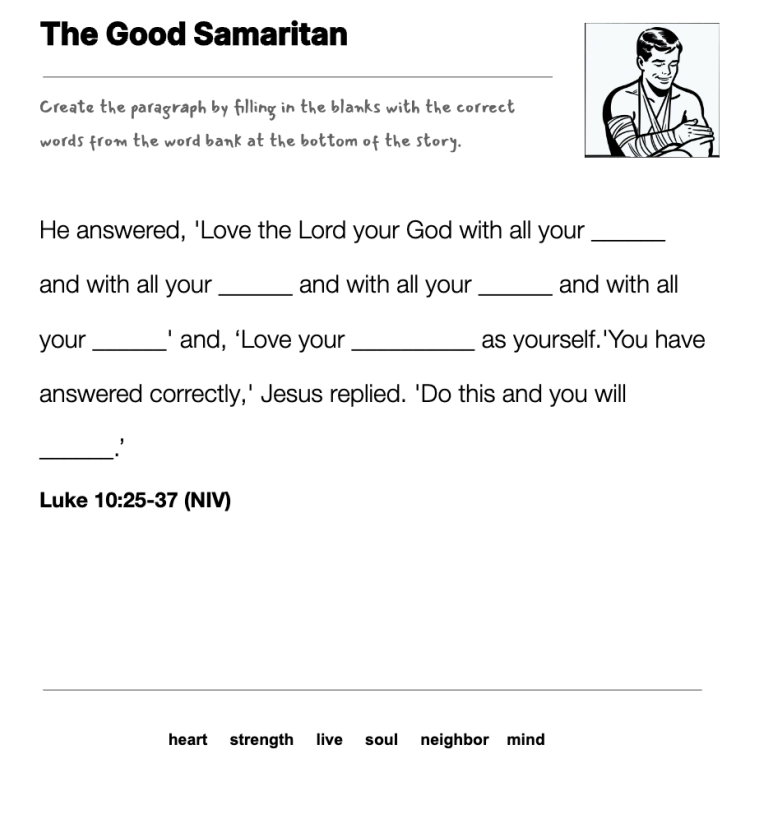 The Good Samaritan fill-in-the-blank